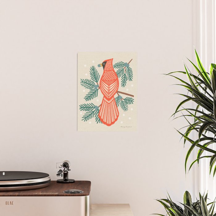 Cardinal Bird and Pine Branches Poster Gallery Image 2