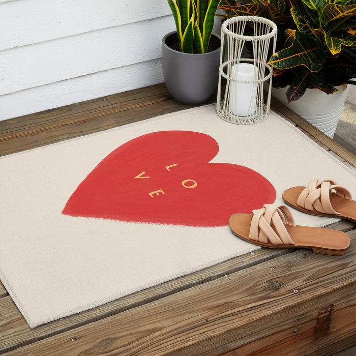 Heart Love - Typography Outdoor Rug Gallery Image 2