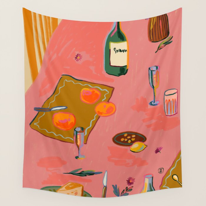 TANGERINES AND CHAMPAGNE Wall Tapestry Gallery Image 4