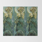 Alphonse Mucha "The Moon and the Stars Series: The Moon" Throw Blanket Gallery Image 2