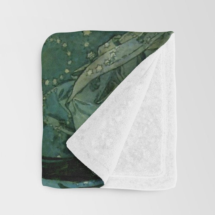 Alphonse Mucha "The Moon and the Stars Series: The Moon" Throw Blanket Gallery Image 3
