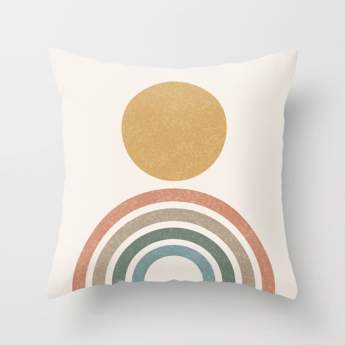 Mid-Century Modern Rainbow Throw Pillow Gallery Image 1