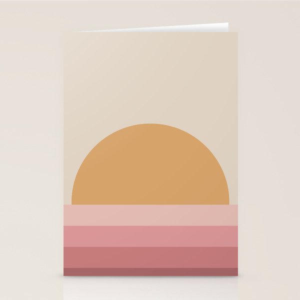 Minimal Retro Sunset Sunrise - Neutral Pink Stationery Card Gallery Image 2