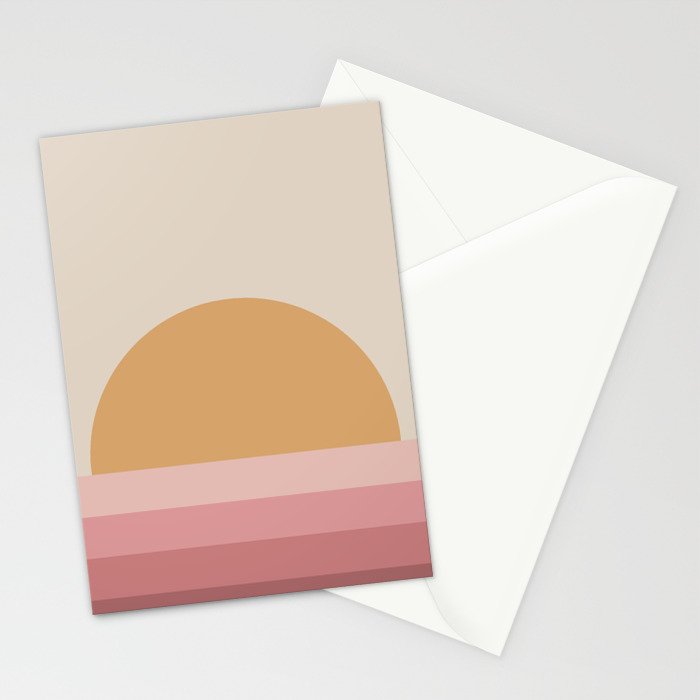 Minimal Retro Sunset Sunrise - Neutral Pink Stationery Card Gallery Image 2
