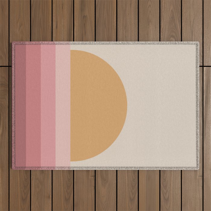 Minimal Retro Sunset Sunrise - Neutral Pink Outdoor Rug Gallery Image 1
