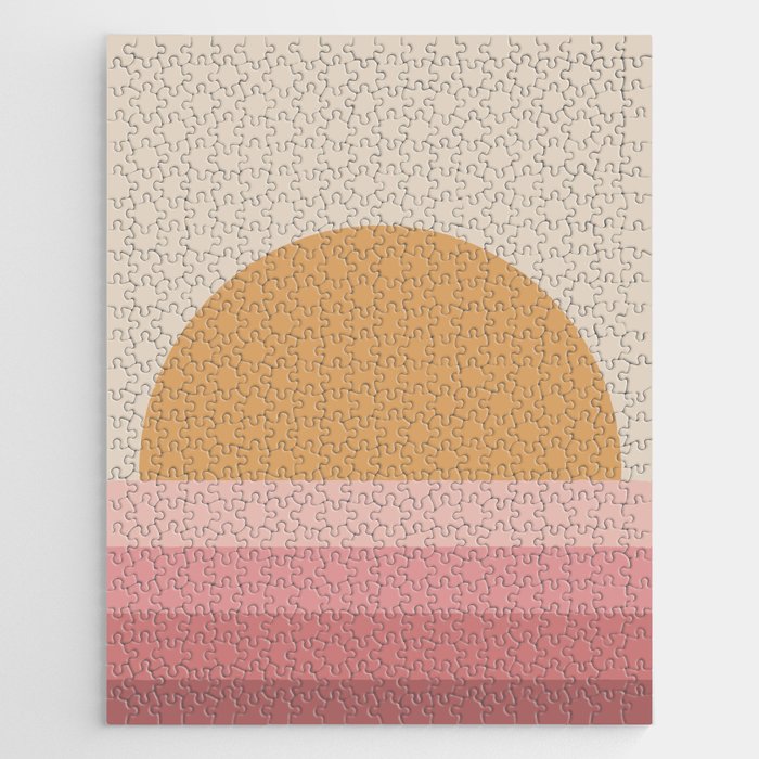 Minimal Retro Sunset Sunrise - Neutral Pink Jigsaw Puzzle Gallery Image 1