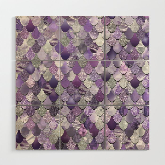 Mermaid Purple and Silver Wood Wall Art Gallery Image 1