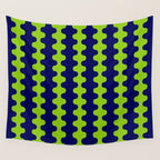 Wavy Stripes Lime Green and Navy Blue Ogee A-Go-Go Bold Retro Contemporary Pattern Wall Tapestry Gallery Image 4