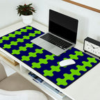Wavy Stripes Lime Green and Navy Blue Ogee A-Go-Go Bold Retro Contemporary Pattern Desk Mat Gallery Image 2