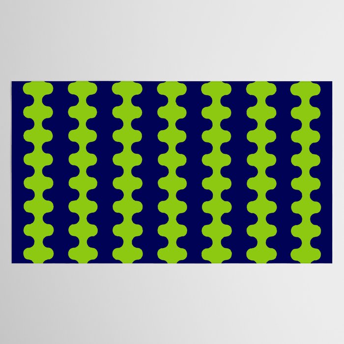 Wavy Stripes Lime Green and Navy Blue Ogee A-Go-Go Bold Retro Contemporary Pattern Tablecloth Gallery Image 2