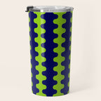 Wavy Stripes Lime Green and Navy Blue Ogee A-Go-Go Bold Retro Contemporary Pattern Travel Mug Gallery Image 3