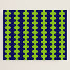 Wavy Stripes Lime Green and Navy Blue Ogee A-Go-Go Bold Retro Contemporary Pattern Jigsaw Puzzle Gallery Image 1