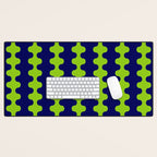 Wavy Stripes Lime Green and Navy Blue Ogee A-Go-Go Bold Retro Contemporary Pattern Desk Mat Gallery Image 1