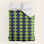 Wavy Stripes Lime Green and Navy Blue Ogee A-Go-Go Bold Retro Contemporary Pattern Duvet Cover Gallery Image 6