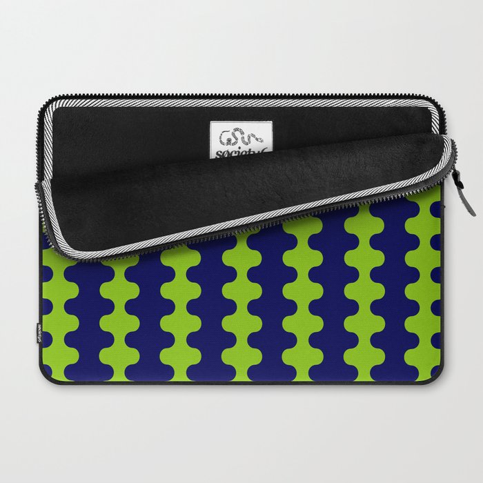 Wavy Stripes Lime Green and Navy Blue Ogee A-Go-Go Bold Retro Contemporary Pattern Laptop Sleeve Gallery Image 2