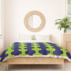 Wavy Stripes Lime Green and Navy Blue Ogee A-Go-Go Bold Retro Contemporary Pattern Duvet Cover Gallery Image 3