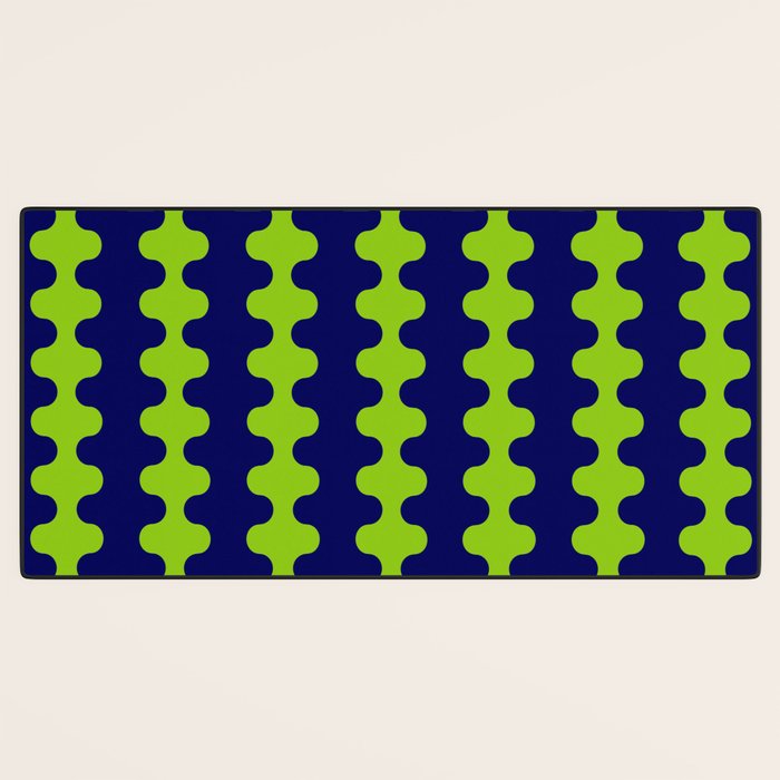 Wavy Stripes Lime Green and Navy Blue Ogee A-Go-Go Bold Retro Contemporary Pattern Desk Mat Gallery Image 3