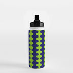 Wavy Stripes Lime Green and Navy Blue Ogee A-Go-Go Bold Retro Contemporary Pattern Water Bottle Gallery Image 2