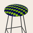 Wavy Stripes Lime Green and Navy Blue Ogee A-Go-Go Bold Retro Contemporary Pattern Stool Gallery Image 2