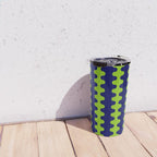 Wavy Stripes Lime Green and Navy Blue Ogee A-Go-Go Bold Retro Contemporary Pattern Travel Mug Gallery Image 4