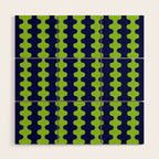 Wavy Stripes Lime Green and Navy Blue Ogee A-Go-Go Bold Retro Contemporary Pattern Wood Wall Art Gallery Image 1