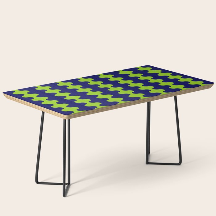 Wavy Stripes Lime Green and Navy Blue Ogee A-Go-Go Bold Retro Contemporary Pattern Coffee Table Gallery Image 1