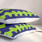 Wavy Stripes Lime Green and Navy Blue Ogee A-Go-Go Bold Retro Contemporary Pattern Pillow Sham Gallery Image 3