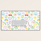 Colorful funny kid doodle art pattern Desk Mat Gallery Image 1
