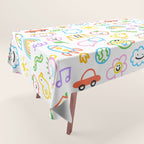 Colorful funny kid doodle art pattern Tablecloth Gallery Image 1