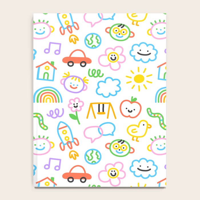 Colorful funny kid doodle art pattern Notebook Gallery Image 4
