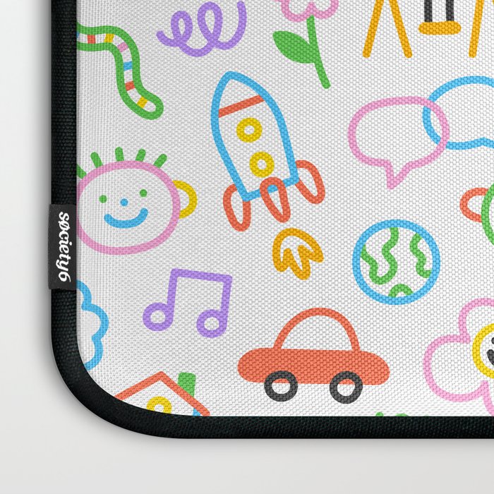 Colorful funny kid doodle art pattern Laptop Sleeve Gallery Image 3