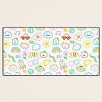 Colorful funny kid doodle art pattern Desk Mat Gallery Image 3