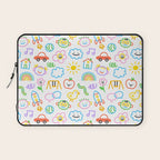 Colorful funny kid doodle art pattern Laptop Sleeve Gallery Image 1