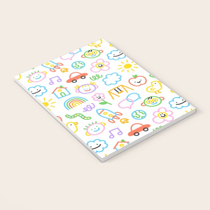 Colorful funny kid doodle art pattern Notebook Gallery Image 3