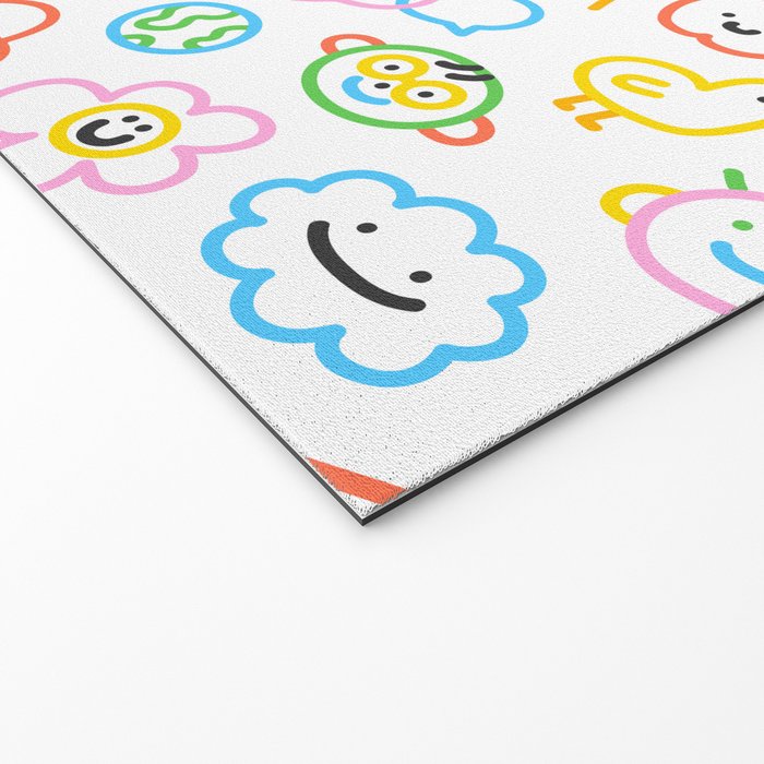 Colorful funny kid doodle art pattern Welcome Mat Gallery Image 2