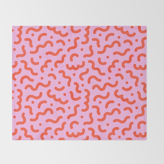 Pink line doodle squiggle pattern Throw Blanket Gallery Image 2