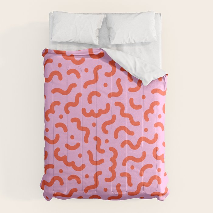 Pink line doodle squiggle pattern Comforter Gallery Image 1