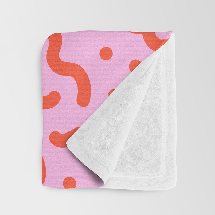 Pink line doodle squiggle pattern Throw Blanket Gallery Image 3