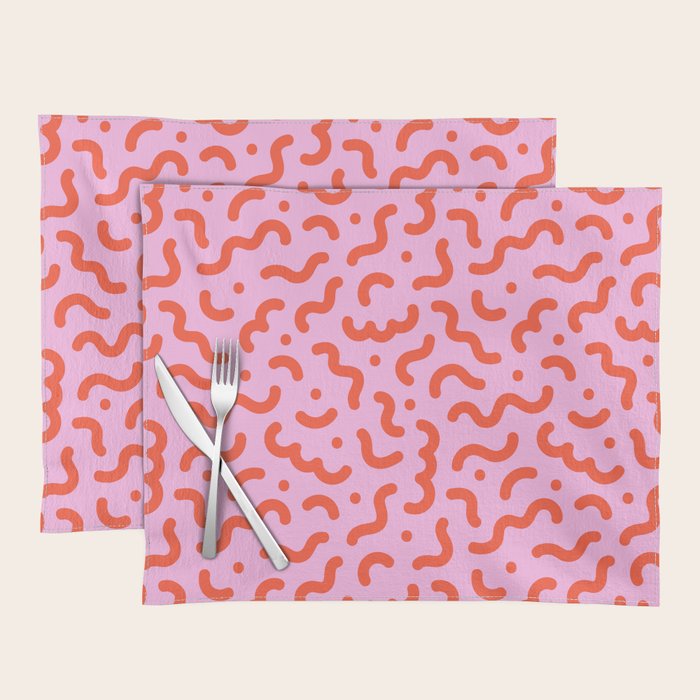 Pink line doodle squiggle pattern Placemat Gallery Image 1