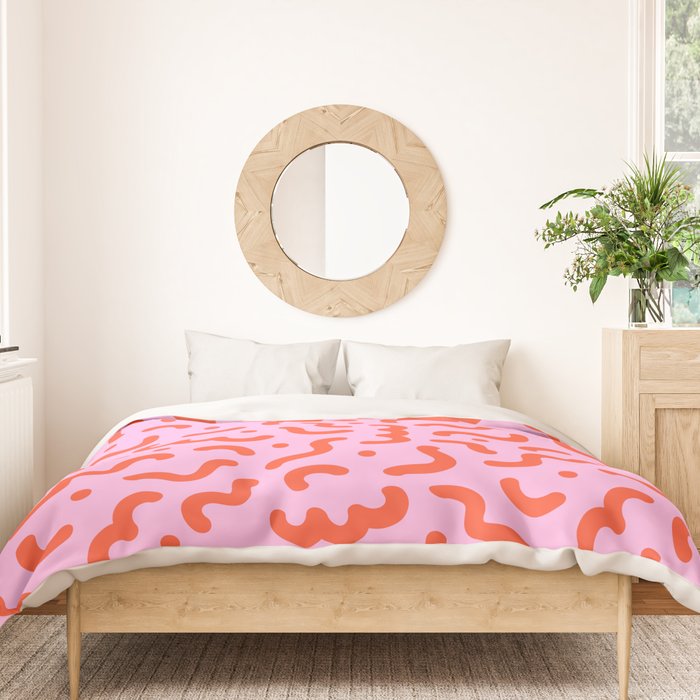 Pink line doodle squiggle pattern Duvet Cover Gallery Image 3