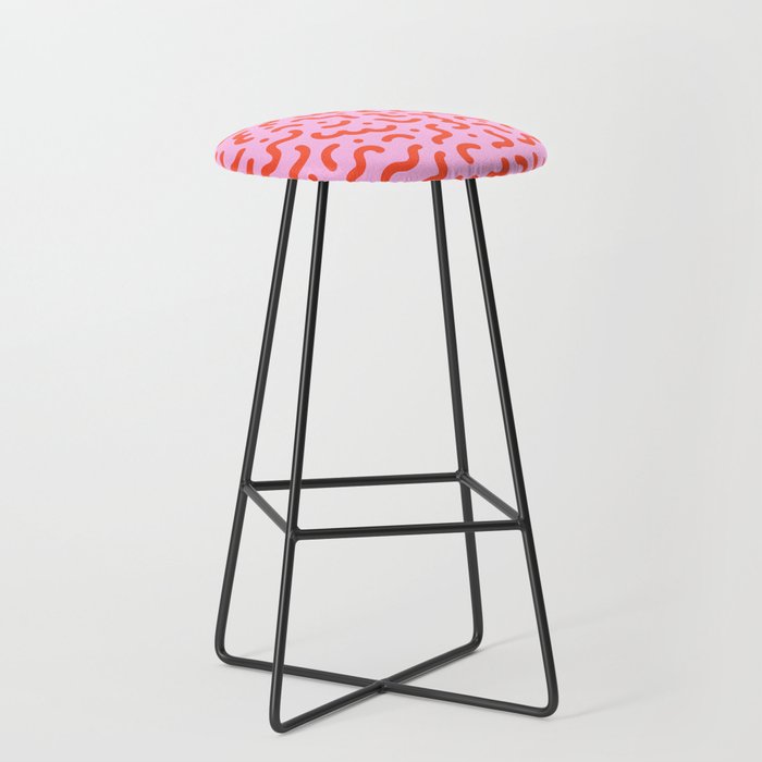 Pink line doodle squiggle pattern Stool Gallery Image 1
