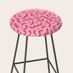Pink line doodle squiggle pattern Stool Gallery Image 2
