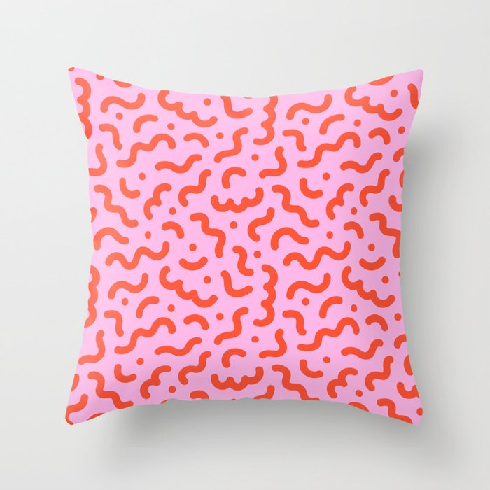 Pink line doodle squiggle pattern Throw Pillow Gallery Image 6