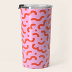 Pink line doodle squiggle pattern Travel Mug Gallery Image 3