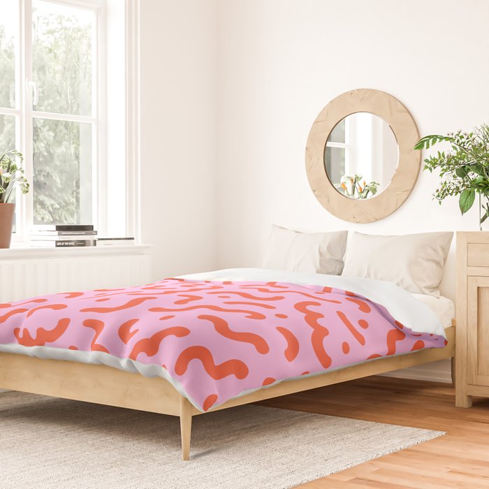 Pink line doodle squiggle pattern Duvet Cover Gallery Image 2