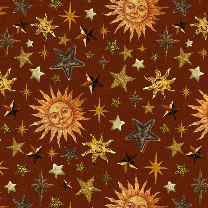 Vintage Star Collage Print in Rust Coffee Mug Gallery Image 2