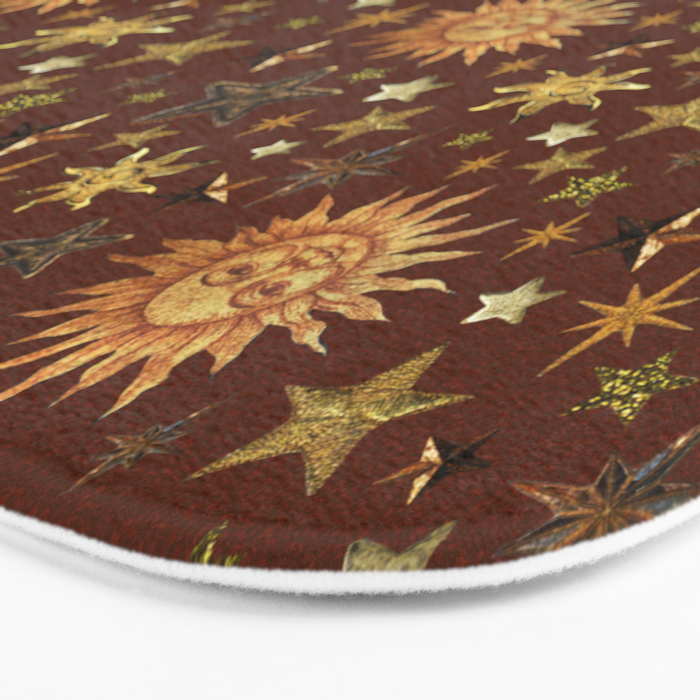 Vintage Star Collage Print in Rust Bath Mat Gallery Image 3