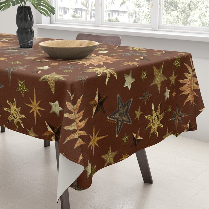 Vintage Star Collage Print in Rust Tablecloth Gallery Image 3