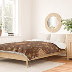 Vintage Star Collage Print in Rust Duvet Cover Gallery Image 2