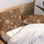 Vintage Star Collage Print in Rust Pillow Sham Gallery Image 2
